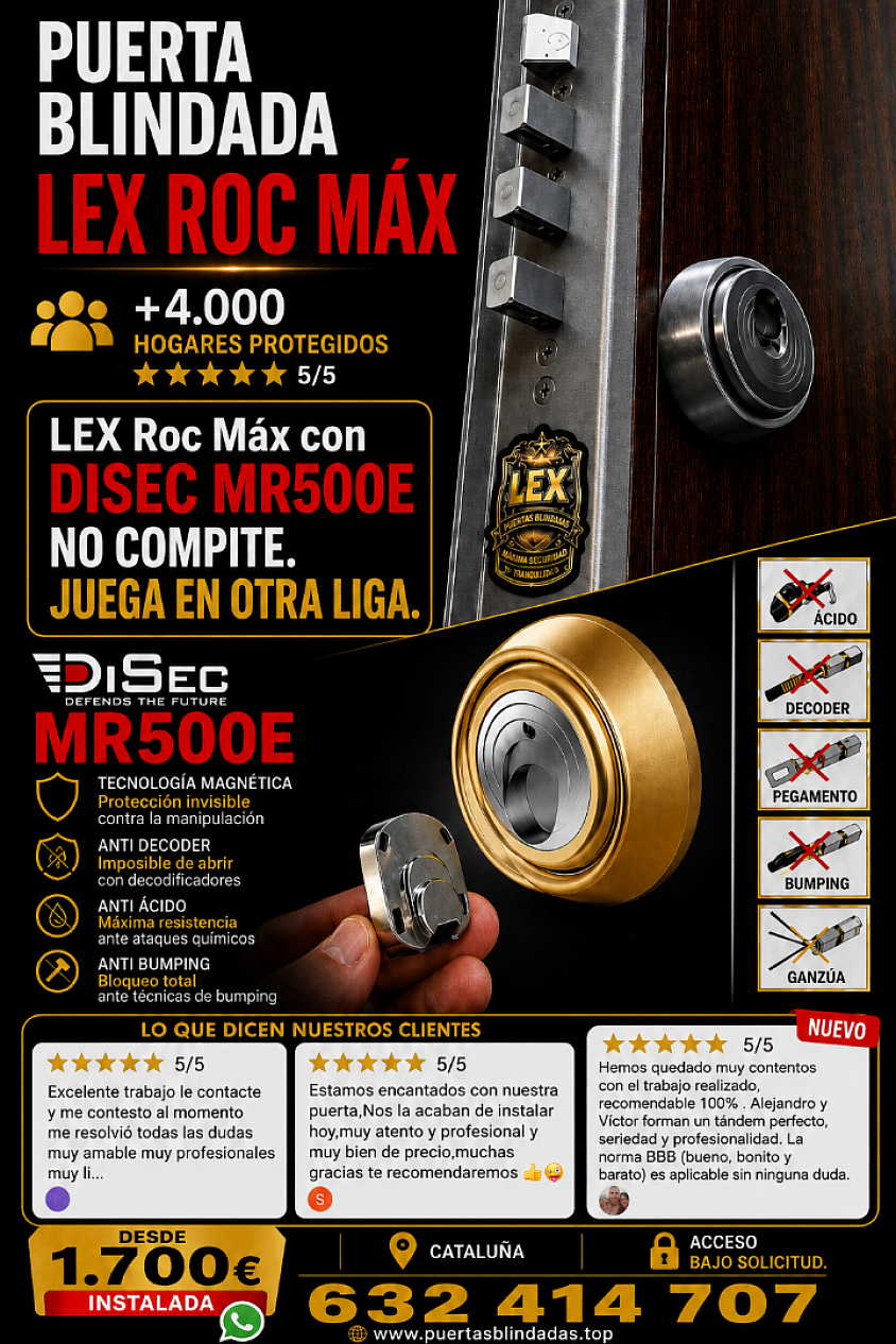 LEX + DISEC MR500E: seguridad Total. Protección Real contra Robos Actuales. 💰 Desde 1.700€ 📍 Trabajamos en Toda Cataluña ⭐ ⭐⭐⭐⭐+4.000 hogares protegidos y nos Recomiendan!
